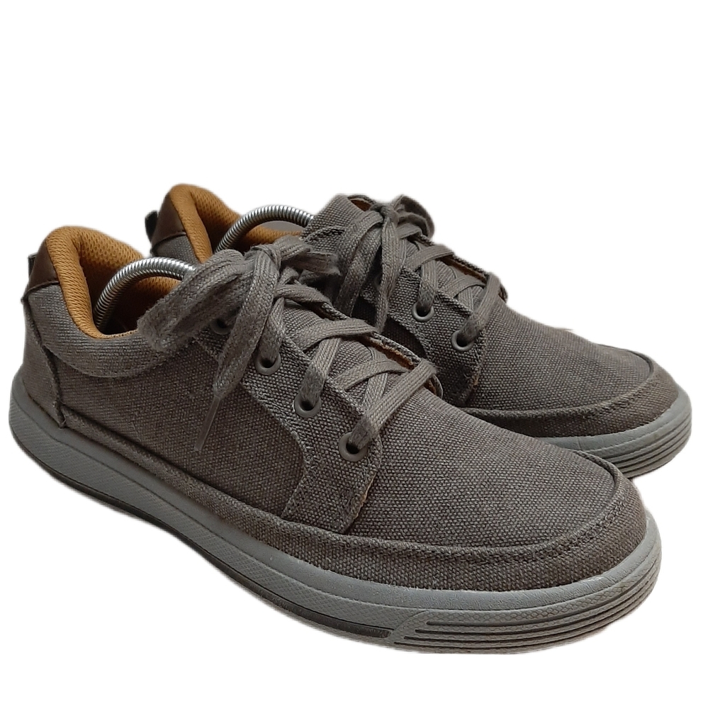 🍒 Canvas Comfort Fit Memory Foam Lace-Up Sneakers Shoes Gray Unisex Sz 7 M 9 W